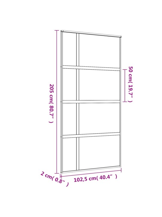 Posuvné dveře zlaté 102,5 x 205 cm čiré ESG sklo a hliník