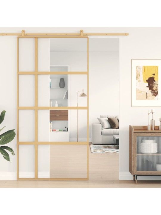 Posuvné dveře zlaté 102,5 x 205 cm čiré ESG sklo a hliník
