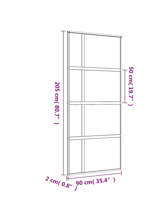 Posuvné dveře zlaté 90 x 205 cm mléčné ESG sklo a hliník