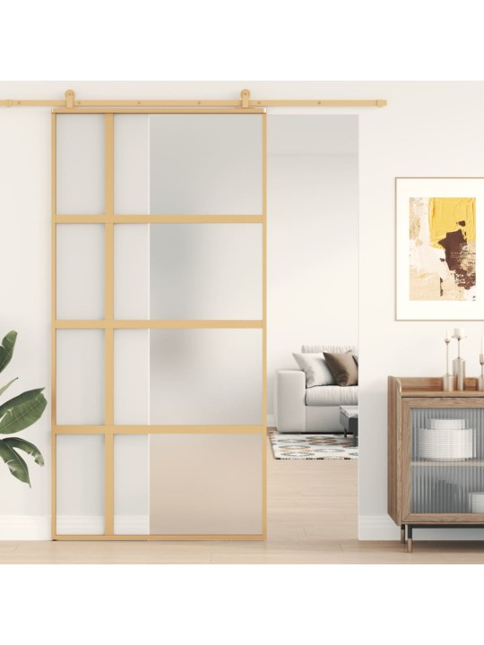 Posuvné dveře zlaté 102,5 x 205 cm mléčné ESG sklo a hliník