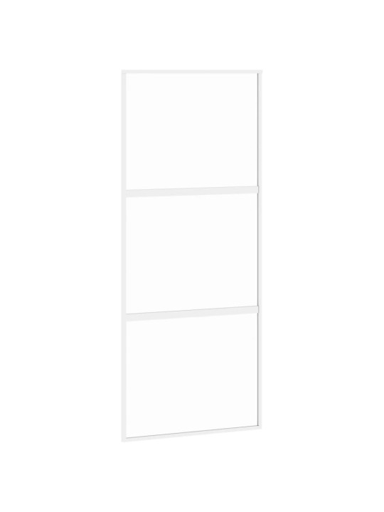 Posuvné dveře bílé 90 x 205 cm tvrzené sklo a hliník