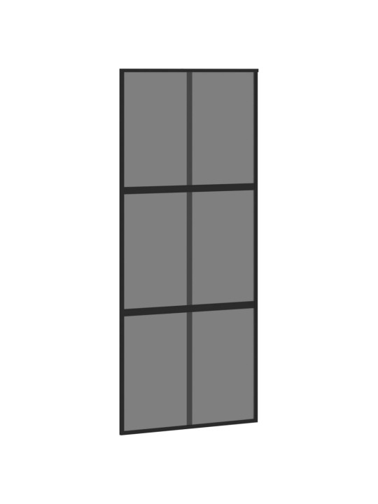 Posuvné dveře černé 90 x 205 cm tvrzené sklo a hliník
