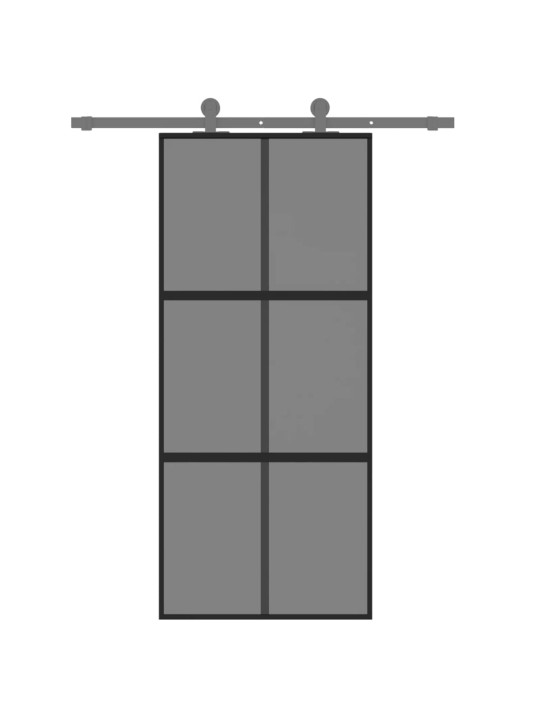 Posuvné dveře černé 90 x 205 cm tvrzené sklo a hliník