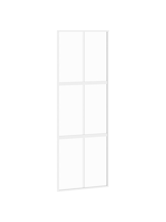 Posuvné dveře bílé 76 x 205 cm tvrzené sklo a hliník