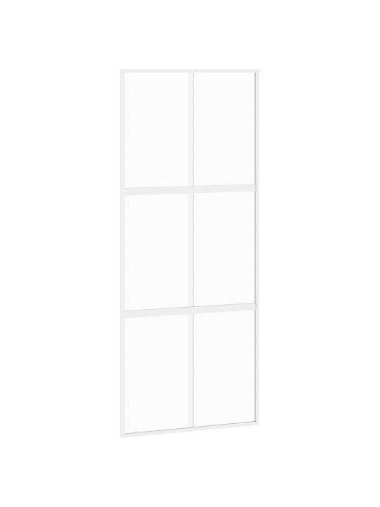 Posuvné dveře bílé 90 x 205 cm tvrzené sklo a hliník