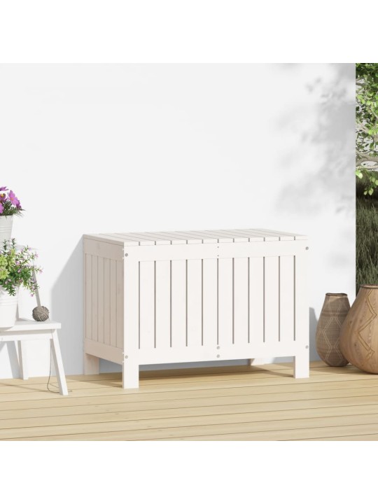 Zahradní úložný box bílý 76 x 42,5 x 54 cm masivní borové dřevo