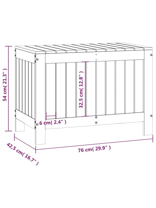 Zahradní úložný box bílý 76 x 42,5 x 54 cm masivní borové dřevo