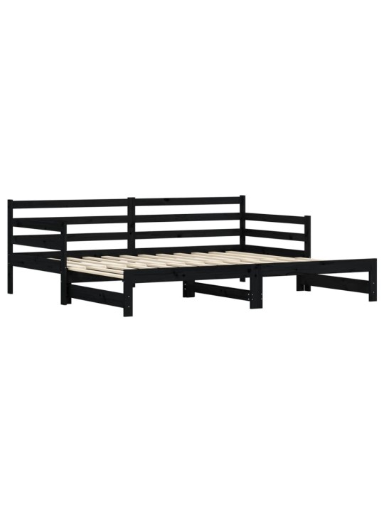 Válenda s přistýlkou černá 90 x 200 cm masivní borové dřevo