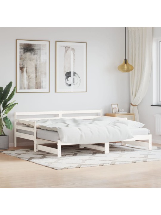 Válenda s přistýlkou bílá 90 x 190 cm masivní borové dřevo