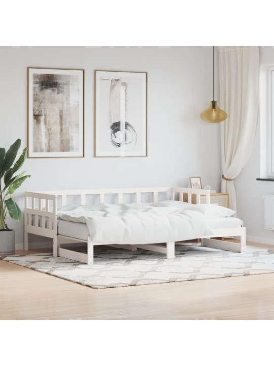 Válenda s přistýlkou bílá 90 x 190 cm masivní borové dřevo