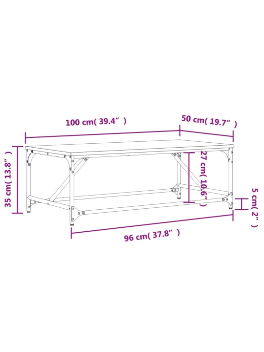 Konferenční stolek kouřový dub 100x50x35 cm kompozitní dřevo