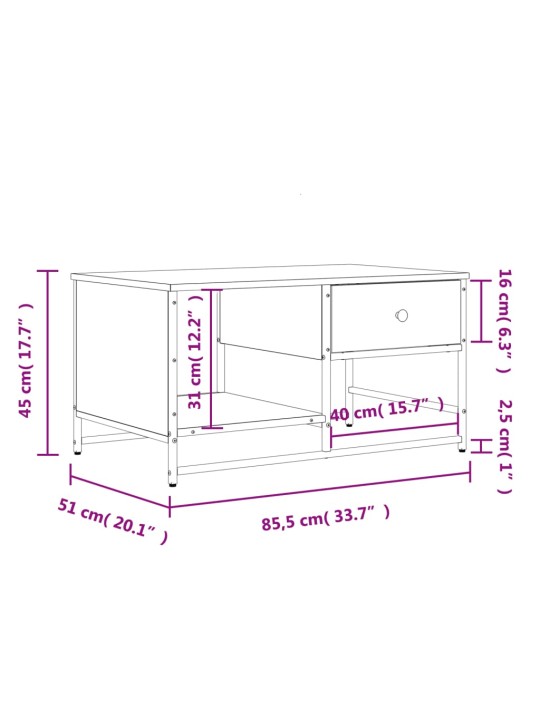 Konferenční stolek kouřový dub 85,5x51x45 cm kompozitní dřevo