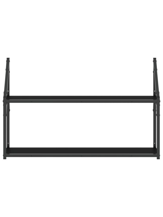 2patrová nástěnná police černá 80 x 21 x 51 cm kompozitní dřevo