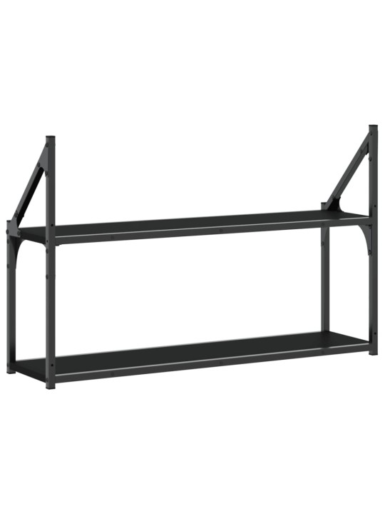 2patrová nástěnná police černá 80 x 21 x 51 cm kompozitní dřevo