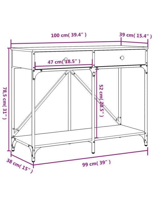 Konzolový stolek dub sonoma 100 x 39 x 78,5 cm kompozitní dřevo