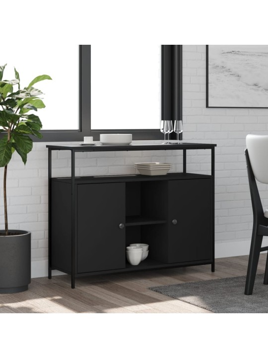 Příborník černý 100 x 35 x 80 cm kompozitní dřevo