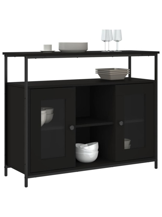Příborník černý 100 x 35 x 80 cm kompozitní dřevo