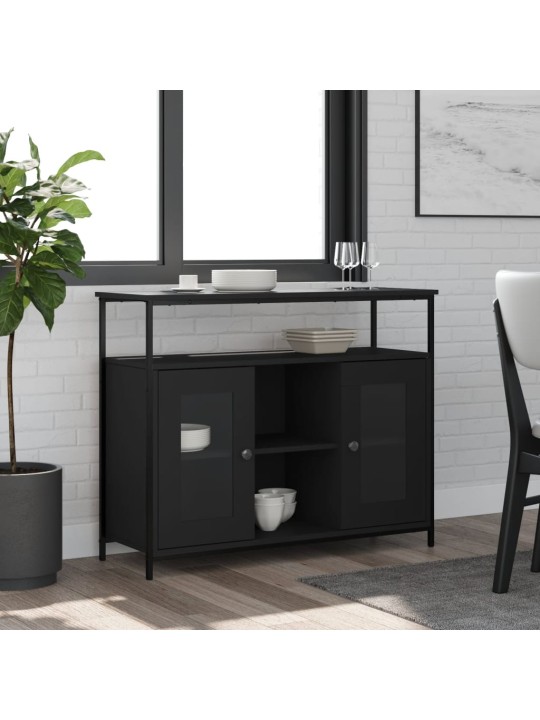 Příborník černý 100 x 35 x 80 cm kompozitní dřevo
