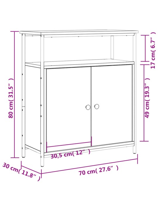 Příborník kouřový dub 70 x 30 x 80 cm kompozitní dřevo