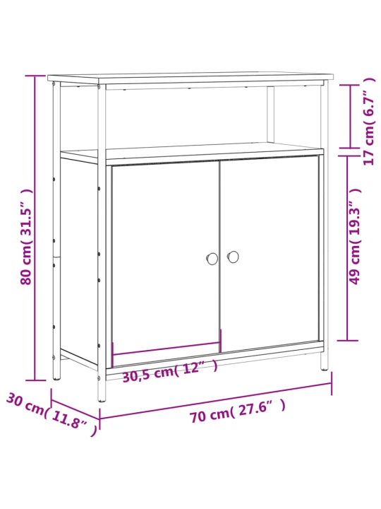 Příborník kouřový dub 70 x 30 x 80 cm kompozitní dřevo