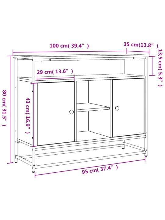 Příborník dub sonoma 100 x 35 x 80 cm kompozitní dřevo