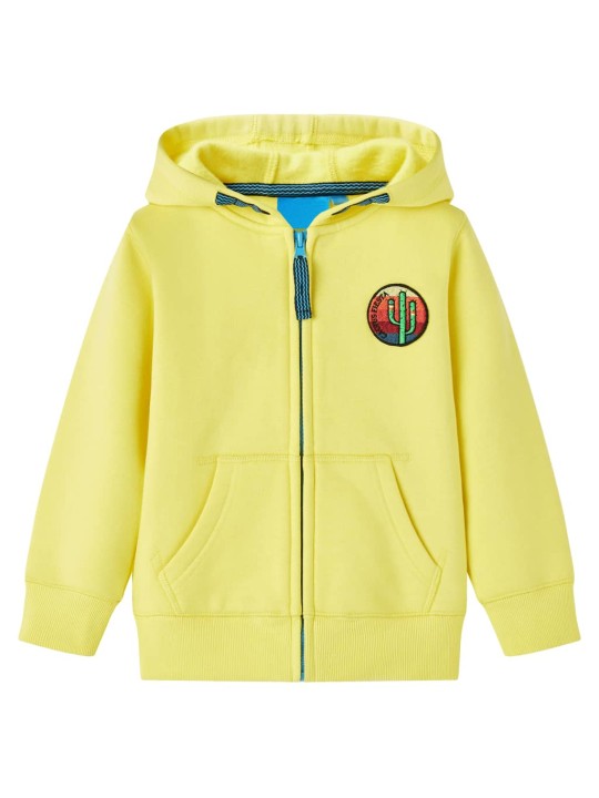 Dětská mikina s kapucí na zip světle žlutá 104