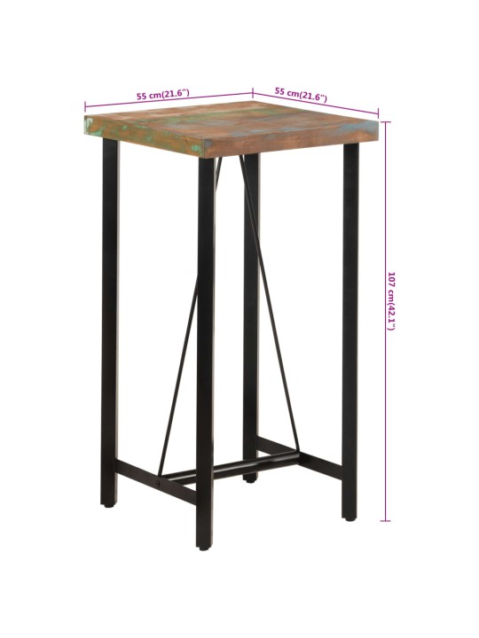 Barový stolek 55x55x107 cm masivní recyklované dřevo a železo