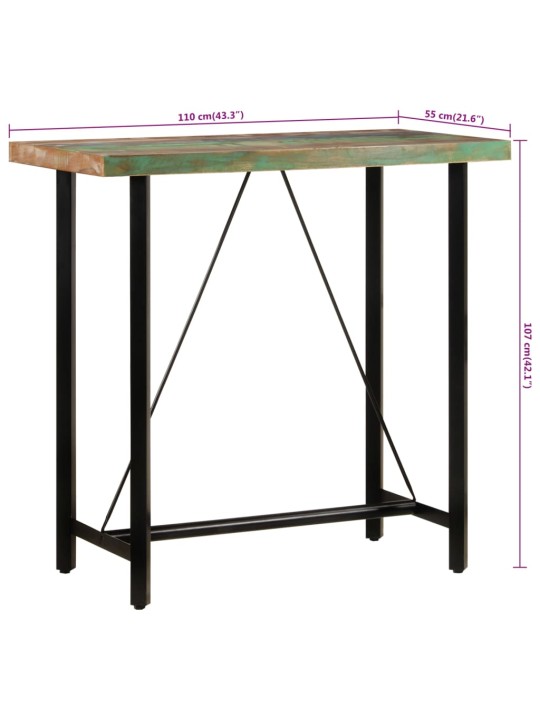 Barový stůl 110x55x107 cm masivní recyklované dřevo a železo