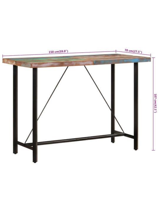Barový stůl 150 x 70 x 107 cm masivní recyklované dřevo