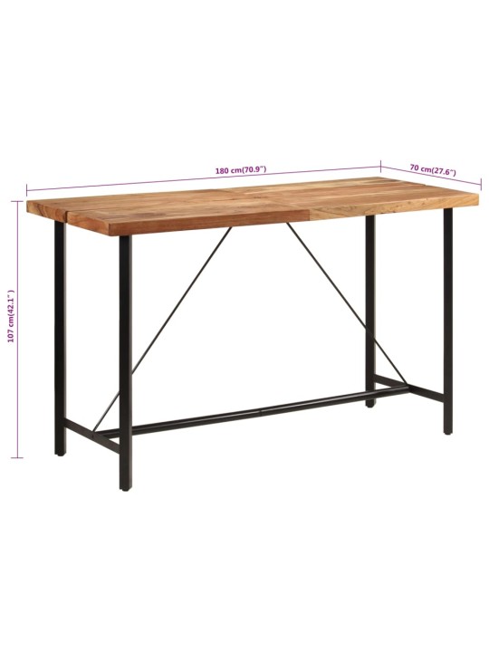 Barový stůl 180 x 70 x 107 cm masivní akáciové dřevo a železo