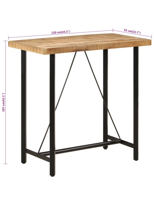 Barový stůl 110 x 55 x 107 cm masivní mangovník a železo
