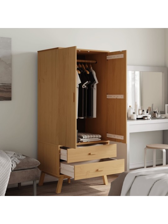 Šatní skříň olden hnědá 76,5 x 53 x 172 cm masivní borové dřevo