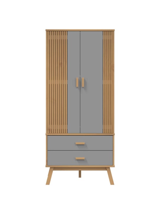 Šatní skříň olden šedá a hnědá 76,5x53x172 cm masivní borovice