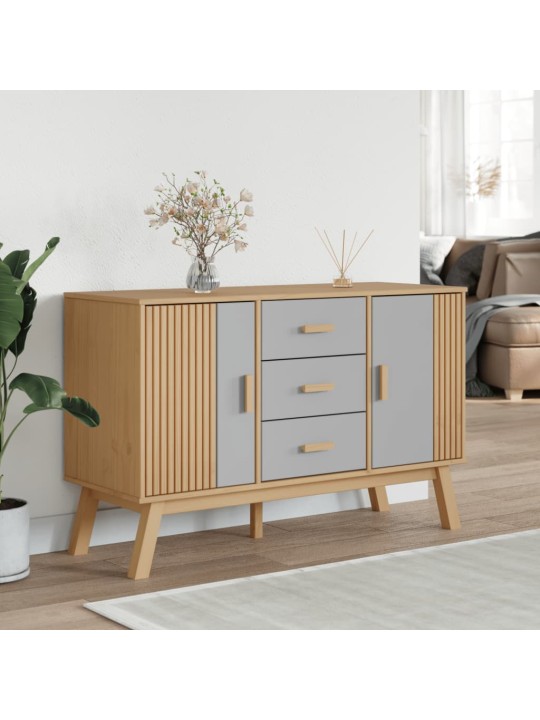 Příborník olden šedý a hnědý 114x43x73,5 cm masivní borovice