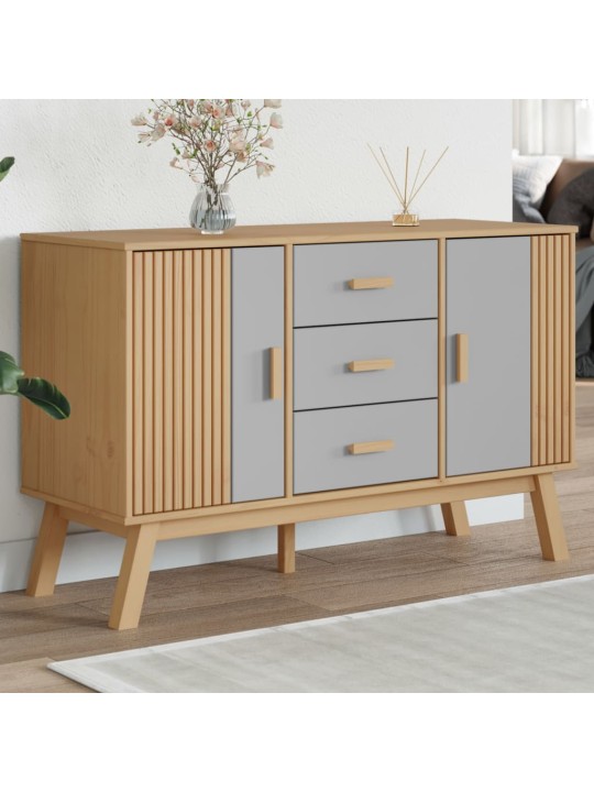Příborník olden šedý a hnědý 114x43x73,5 cm masivní borovice