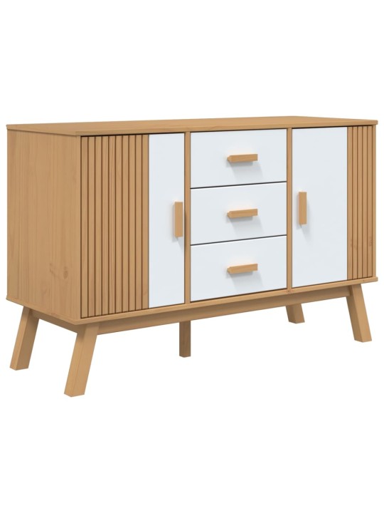 Příborník olden bílý a hnědý 114x43x73,5 cm masivní borovice