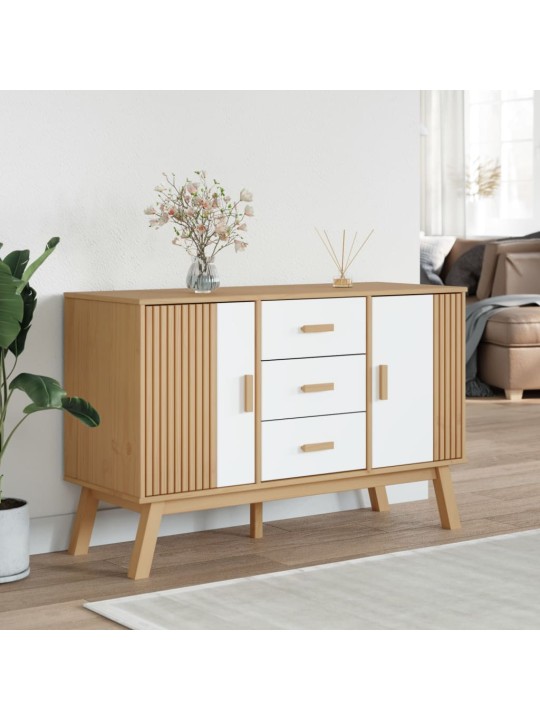 Příborník olden bílý a hnědý 114x43x73,5 cm masivní borovice