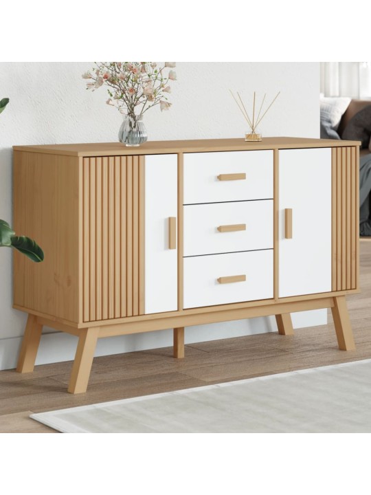 Příborník olden bílý a hnědý 114x43x73,5 cm masivní borovice