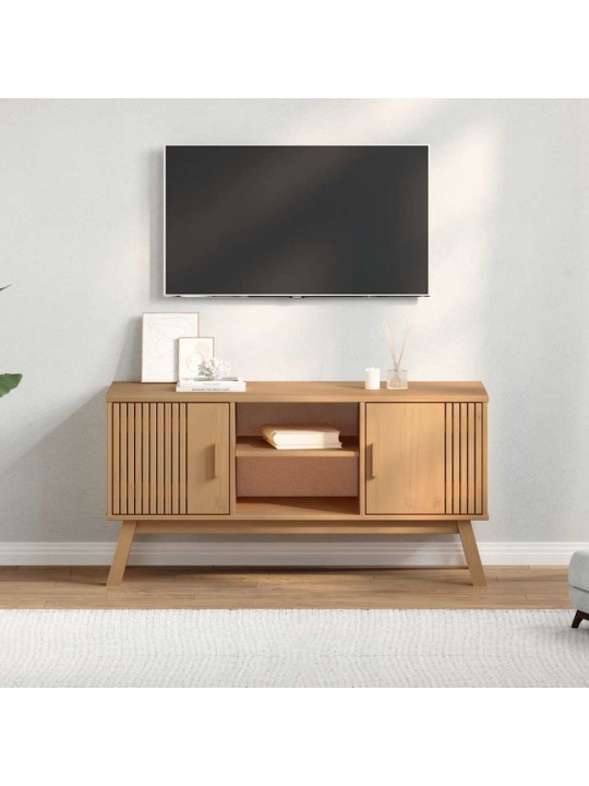 Tv skříňka olden hnědá 114 x 43 x 57 cm masivní borové dřevo