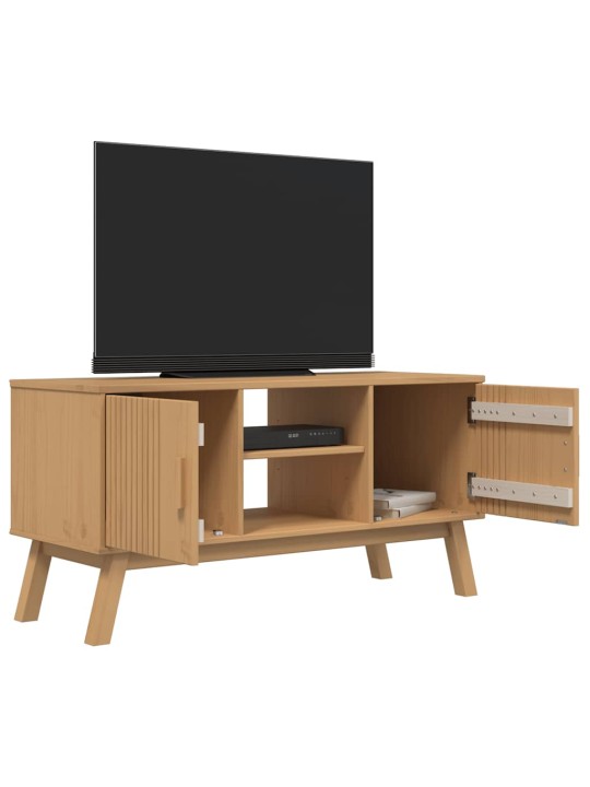 Tv skříňka olden hnědá 114 x 43 x 57 cm masivní borové dřevo