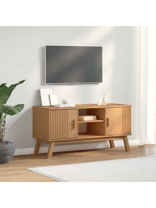 Tv skříňka olden hnědá 114 x 43 x 57 cm masivní borové dřevo