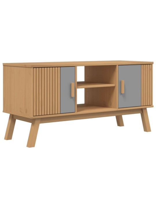 Tv skříňka olden šedá a hnědá 114x43x57 cm masivní borové dřevo