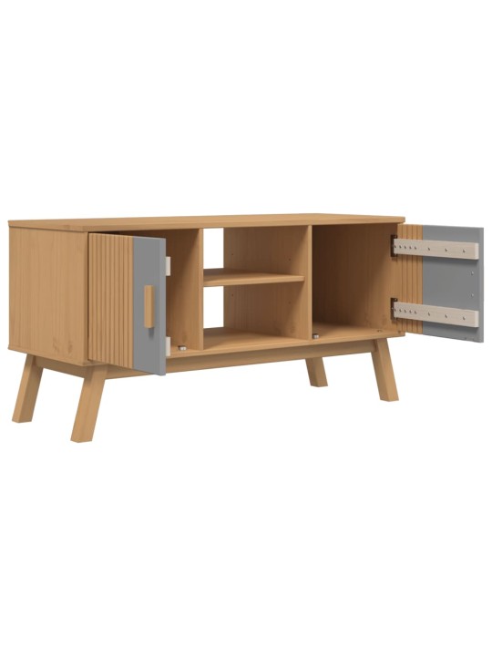 Tv skříňka olden šedá a hnědá 114x43x57 cm masivní borové dřevo