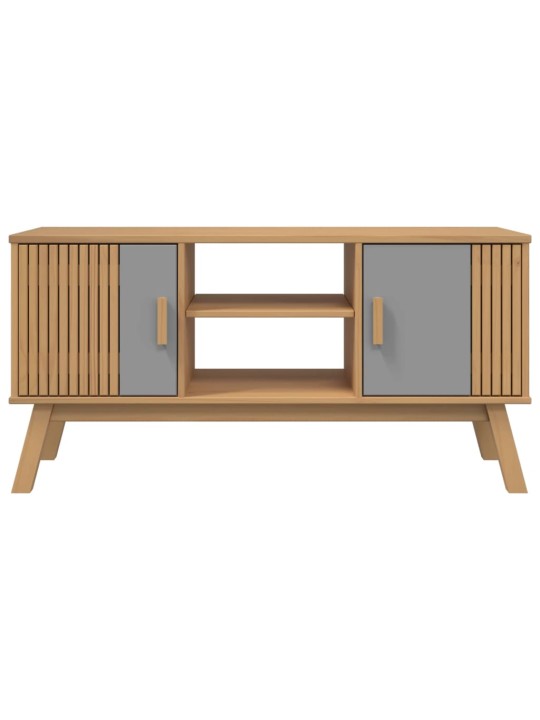 Tv skříňka olden šedá a hnědá 114x43x57 cm masivní borové dřevo