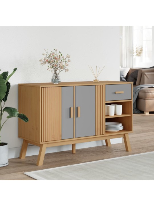 Příborník olden šedý a hnědý 114x43x73,5 cm masivní borovice