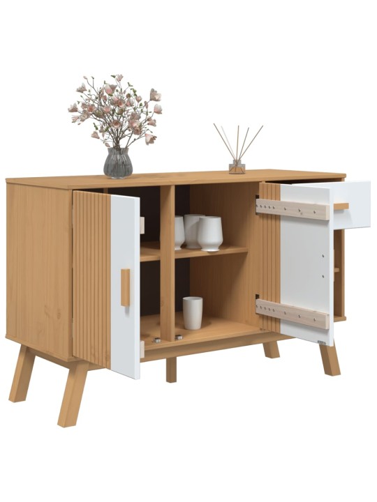 Příborník olden bílý a hnědý 114x43x73,5 cm masivní borovice