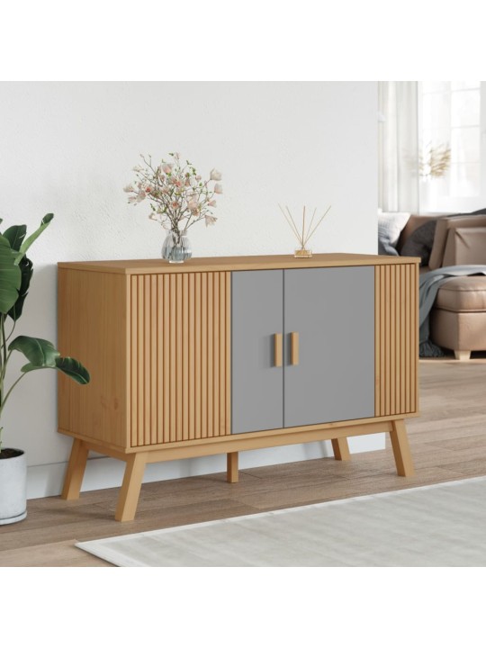 Příborník olden šedý a hnědý 114x43x73,5 cm masivní borovice