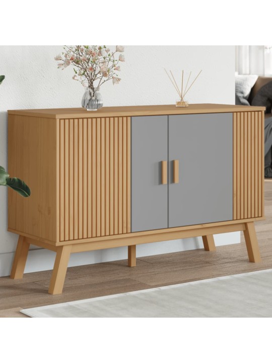 Příborník olden šedý a hnědý 114x43x73,5 cm masivní borovice