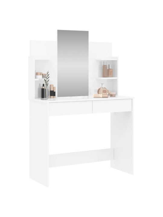Toaletní stolek se zrcadlem bílý vysoký lesk 96 x 39 x 142 cm