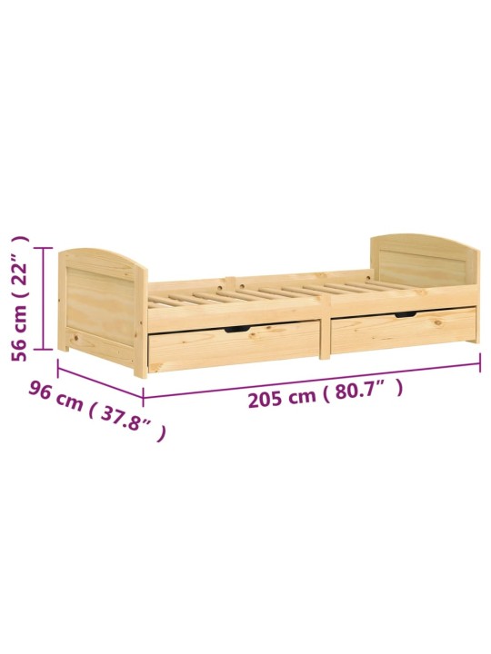 Válenda se 2 zásuvkami IRUN 90x200 cm masivní borové dřevo